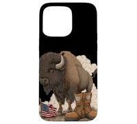 Bisonte simbolico con campo di battaglia Cerca gli amanti dei militari Custodia per iPhone 15 Pro Max