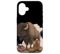 Bisonte simbolico con campo di battaglia Cerca gli amanti dei militari Custodia per iPhone 16