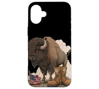 Bisonte simbolico con campo di battaglia Cerca gli amanti dei militari Custodia per iPhone 16 Plus