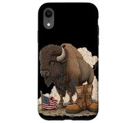 Bisonte simbolico con campo di battaglia Cerca gli amanti dei militari Custodia per iPhone XR