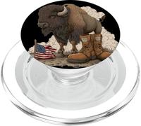 Bisonte simbolico con campo di battaglia Cerca gli amanti dei militari PopSockets PopGrip per MagSafe
