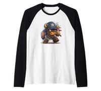 Bisonte Soldato per Gli Amanti dei Militari e dei campi di Battaglia Maglia con Maniche Raglan