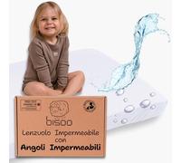 Bisoo Il Lenzuolino Magico 35x75 - Lenzuola Carrozzina Neonato con Angoli e Completamente Impermeabile 2in1: Lenzuolo in Cotone Jersey + Coprimaterasso, Traspirante, Oeko-Tex (75x35 Bianco)