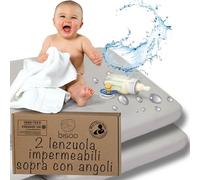 Bisoo Lenzuola 80x160 per Letto Montessori Bambini - Lenzuolo Coprimaterasso Impermeabile Con Angoli 100% Jersey OEKO-TEX - Set 2 Lenzuola Impermeabili Grigie 160x80 cm