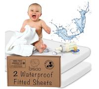 Bisoo Lenzuola Compatibili 50x90 - Lenzuola per Culla Impermeabili - Lenzuolo Coprimaterasso Impermeabile Con Angoli 100% Jersey OEKO-TEX- Set 2 Lenzuolini Bianchi