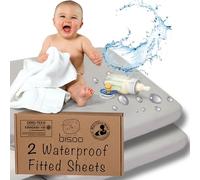 Bisoo Lenzuola Navicella Neonato Impermeabili 30x75 - Lenzuolo Impermeabile Coprimaterasso con Angoli 100% Jersey OEKO-TEX - Set Lenzuola Carrozzina - 2 Lenzuolini Grigi 75x30 cm