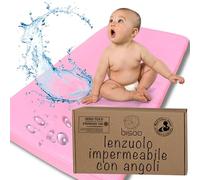 Bisoo Lenzuola Navicella Neonato Impermeabili 35x75 - Lenzuolo Impermeabile Coprimaterasso con Angoli 100% Jersey OEKO-TEX - Lenzuola Carrozzina - 1 Lenzuolino Rosa 75x35 cm