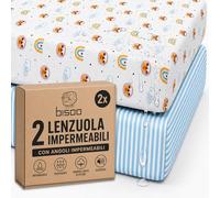 Bisoo Lenzuolo Magico 35x75 1 Leoni + 1 Righe Blu Lenzuolo con Angoli
