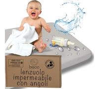 Bisoo Lenzuolo Magico 75x95 / 75x100 per Parco Giochi e Box Neonato. Lenzuola con Angoli in Jersey di Cotone Impermeabile e Traspirante. Risparmi Perché Non Serve Coprimaterasso. Cert. OekoTex, Grigio