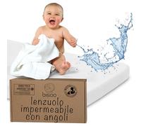 Bisoo Lenzuolo Magico 75x95 / 75x100 per Parco Giochi e Box Neonato. Lenzuola con Angoli in Jersey di Cotone Impermeabile e Traspirante. Risparmi Perché Non Serve Coprimaterasso. Cert. OekoTex, Bianco