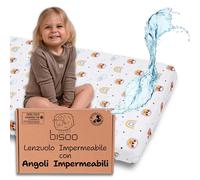 Bisoo Lenzuolo Magico Miniculla 50x80 / 50x83 cm. Lenzuolo in Jersey di Cotone Impermeabile e Traspirante per Culla Fianco Letto. Risparmi Perché Non Serve Coprimaterasso. Cert. Oeko-Tex, Leoni 83x50