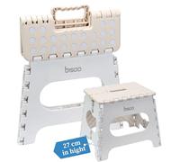 BISOO Sgabello Pieghevole - Sgabello Bambini per Bagno e Cucina - Sgabello Portatile in Plastica - Sgabelli Pieghevoli con Colori Carini e Resistenti Fino a 150kg - Altezza 27 cm Panna