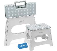 BISOO Sgabello Pieghevole - Sgabello Bambini per Bagno e Cucina - Sgabello Portatile in Plastica - Sgabelli Pieghevoli con Colori Carini e Resistenti Fino a 150kg - Altezza 27 cm Grigio Salvia
