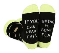 BISOUSOX Calzini da uomo con scritta If You Can Read This Bring Me Some Bacon Eggs Pizza Wine Funny Socks for Men Dress Cotton Socks Regalo per gli amanti del gioco 1 paio-caffè Taglia unica