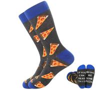 BISOUSOX Calzini da uomo con scritta "If you can read this socks bring me some tea whiskey beer coffee wine pizza Eggs Dress Socks Cotton Funny Socks for Men Gift for Tea Lover", 1 paio-BluePizza,