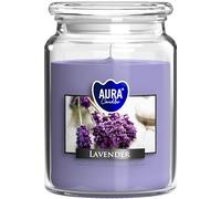 Bispol, Aura Candela Lavender, Vaso Di Vetro Con Coperchio, Premium Line, Fragranza Lavanda, 500gr