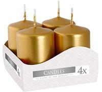 Bispol Candele a Colonna Colore Oro Altezza 8 cm Larghezza 3,5 cm, 1 Confezione da 4 Candele