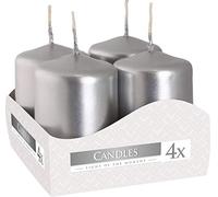 Bispol, Candele votive, set da 4, 13 colori a scelta, 7 ore di combustione (colore argento metallico)