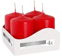 Bispol - Candele votive, set da 4, 13 colori a scelta, 7 ore di combustione (Rosso)