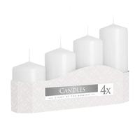 Bispol - Set di 4 candele a pilastro di colore bianco chiaro, Ø 4,8 cm, altezza 7, 9, 11, 13 cm, durata 33 ore, decorazione perfetta di candele dell'Avvento per un'atmosfera festosa