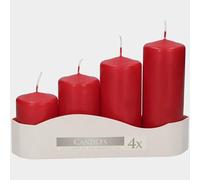 Bispol - Set di 4 candele a pilastro rosso brillante, Ø 4,8 cm, altezza 7, 9, 11, 13 cm, durata 33 ore, decorazione perfetta di candele dell'Avvento per un'atmosfera festosa