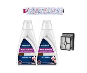 BISSELL Kit Accessori Originali per CrossWave, Detergente per Pavimenti Multisuperficie 2 x 1L, Rullo, Spazzola Multifunzione, Filtri, Compatibile con Modelli CrossWave Pet Pro e Cordless, 2815
