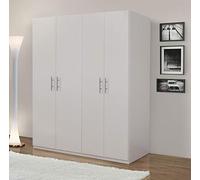 Bissolo Casa Armadio Multiuso 181x55x202 cm Bianco Opaco, 4 Ante Battenti, 2 Ripiani, 2 Tubi Appendiabiti, Design Moderno e Pratico, Ideale per Casa e Ufficio