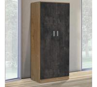 Bissolo Casa Armadio Multiuso 2 Ante, 77x52x182 cm, Noce Stelvio e Ossido Nero, con Appendiabiti