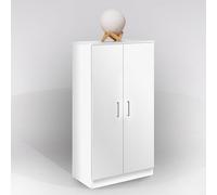 Bissolo Casa Armadio Multiuso a 2 Ante, 55x36x108 cm, Bianco Opaco, 6 Ripiani, Mobile Scarpiera per Ingresso