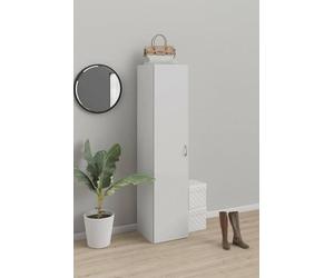 Bissolo Casa Armadio Multiuso Colonna Mod. Space 1 Anta - 39,4x41,5xH175,4 cm Bianco Opaco, 3 Ripiani Regolabili, Maniglia Silver, Kit Smontato