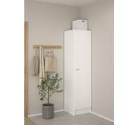 Bissolo Casa Armadio Multiuso MOD. Focus 1 Anta 49,2x47x200 cm Bianco Opaco Laminato 4 Ripiani Regolabili Tubo Appendiabiti.