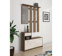 Bissolo Casa, Mobile da Ingresso Ken, Noce Eastwood e Spatolato, Laminato, 72.5x100x25, Mobili da Ingresso Moderni e Salvaspazio, Design Funzionale per Ottimizzare l’ambiente