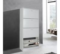 Bissolo Casa Scarpiera Salvaspazio 4 Ante a Ribalta con Doppia Capienza - Mobile Portascarpe Moderno in Rovere Sbiancato, (63x24x150 cm)