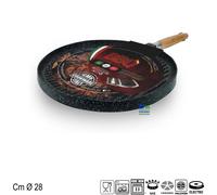 BISTECCHIERA 2 FACCE ROTONDA D. 28 CM IN ALLUMINIO PRESSOFUSO MANICO REMOVIBILE