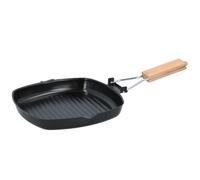 BISTECCHIERA ANTIADERENTE PIASTRA GRIGLIA CON MANICO PIEGHEVOLE IN LEGNO 24X24CM