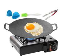 Bistecchiera Coreana - Antiaderente Grill Casseruola Rotonda Con Maniglie - Pentole da Cucina Con Spazzole Guanti Spazzole | Per Piano Cottura A Induzione Fornello Elettrico