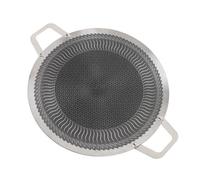 Bistecchiera coreana in acciaio inox con doppia maniglia, distribuzione rapida del calore per grigliare all'aperto all'aperto (38 cm)