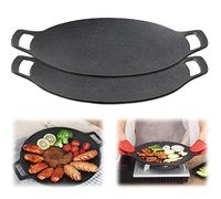 Bistecchiera coreana per barbecue, multifunzione, antiaderente, in ghisa, per grigliare interni/esterni, manico anti-scottatura, 2 pezzi, L