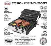 Bistecchiera Elettrica 2000W Grill Piastre Antiaderenti 180° Panini Carne BBQ