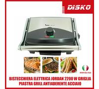 BISTECCHIERA ELETTRICA JORDAN 2200 W GRIGLIA PIASTRA GRILL ANTIADERENTE ACCIAIO
