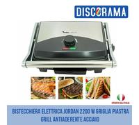 BISTECCHIERA ELETTRICA JORDAN 2200 W GRIGLIA PIASTRA GRILL ANTIADERENTE ACCIAIO