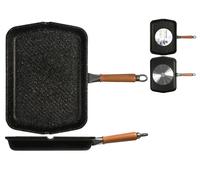 Bistecchiera H&H antiaderente pietra manico legno Cm 40x30