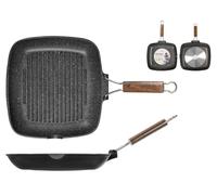 Bistecchiera H&H antiaderente pietra manico pieghevole Cm 28