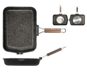 Bistecchiera H&H antiaderente pietra manico pieghevole Cm 36×24