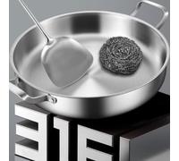 Bistecchiera in acciaio inox, 28 cm, a 7 strati, resistente al calore (A) | Acciaio inossidabile 316, estremamente durevole, innocuo per la salute, resistente alle alte temperature