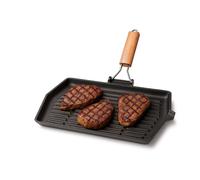 Bistecchiera in ghisa bbq barbeque quadrata griglia antiaderente piastra grill