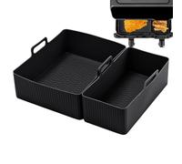Bistecchiera in silicone per friggitrice ad aria, confezione da 2, compatibile con EY901840 Tower T17099, antiaderenti, facili da pulire, misura grande 21 x 18 x 7 cm, piccola 21 x 10,5 x 7 cm, grigio