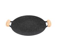 Bistecchiera multifunzione in pietra medica, antiaderente, per esterni, con manico in legno, fornello a induzione/fiamma libera/fuoco a carbone/fornello a gas multiuso (diametro 32 cm)