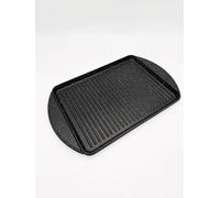 Bistecchiera Piastra Rettangolare Antiaderente Pietra Alluminio 37cmx28cm. Nera