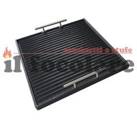 BISTECCHIERA PIASTRA SMALTATA IN GHISA ONDULATA 43X30 SPESSORE 2,1 CON MANIGLIE